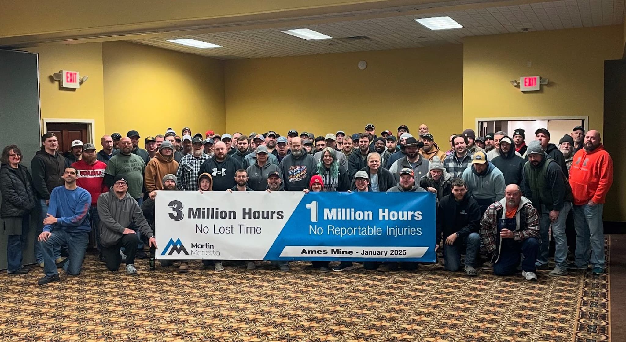 At the start of the year, the underground mine celebrated 3 million hours without a lost-time injury and 1 million hours with no reportable injuries.