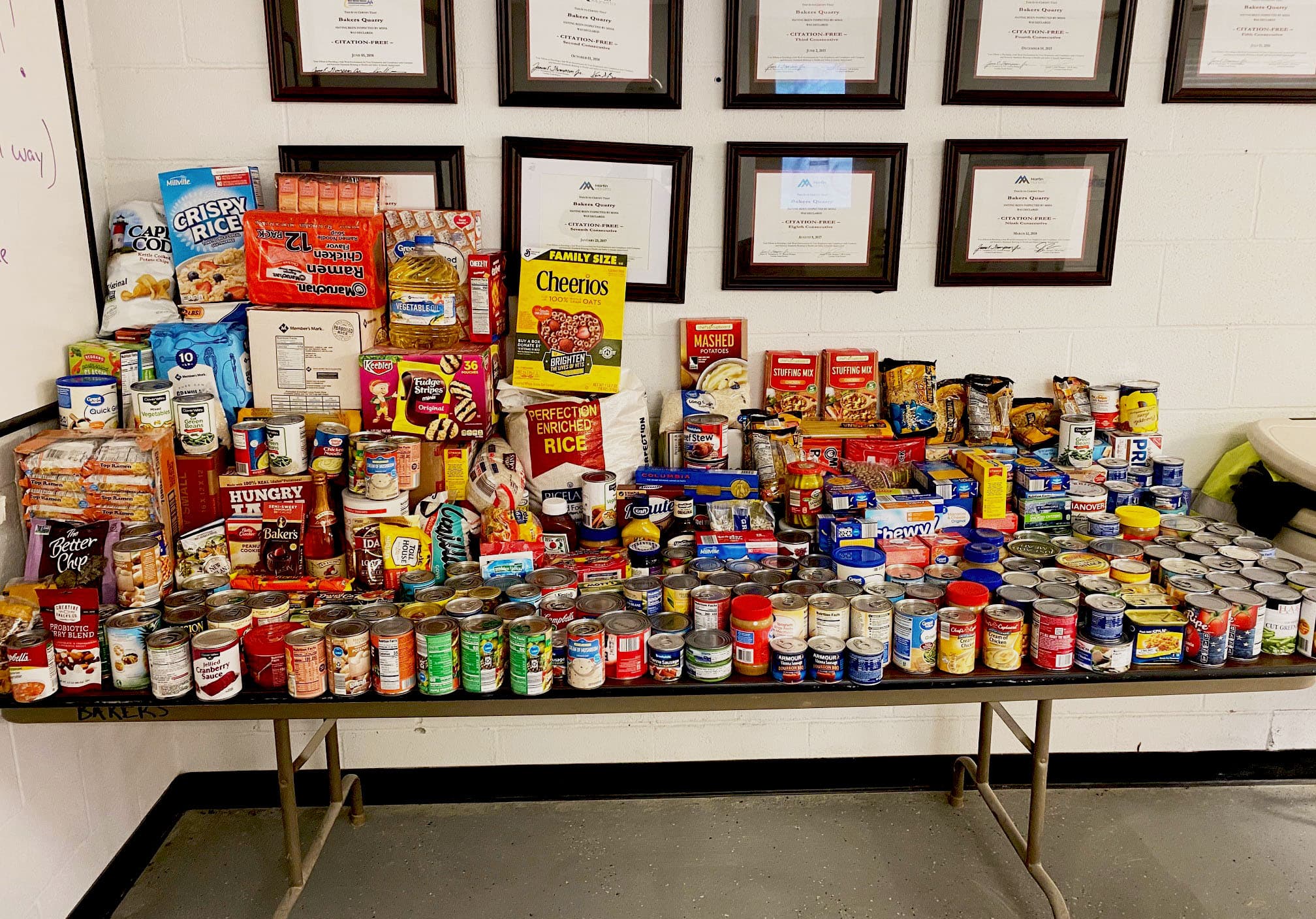 The Bakers Quarry team collected 500 pounds of food for a local nonprofit organization.