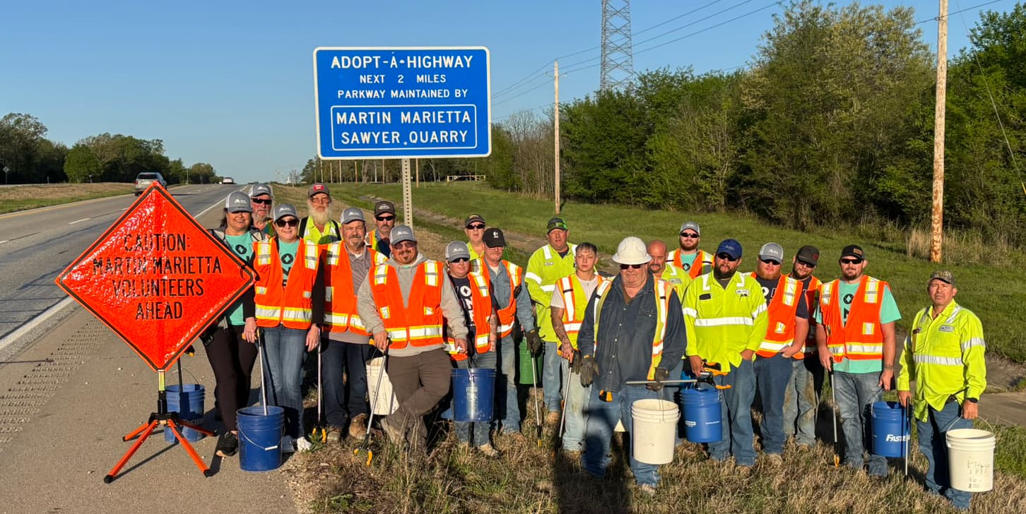 At the beginning of April, Martin Marietta’s Sawyer Quarry team conducted one of its bi-annual highway cleanups.