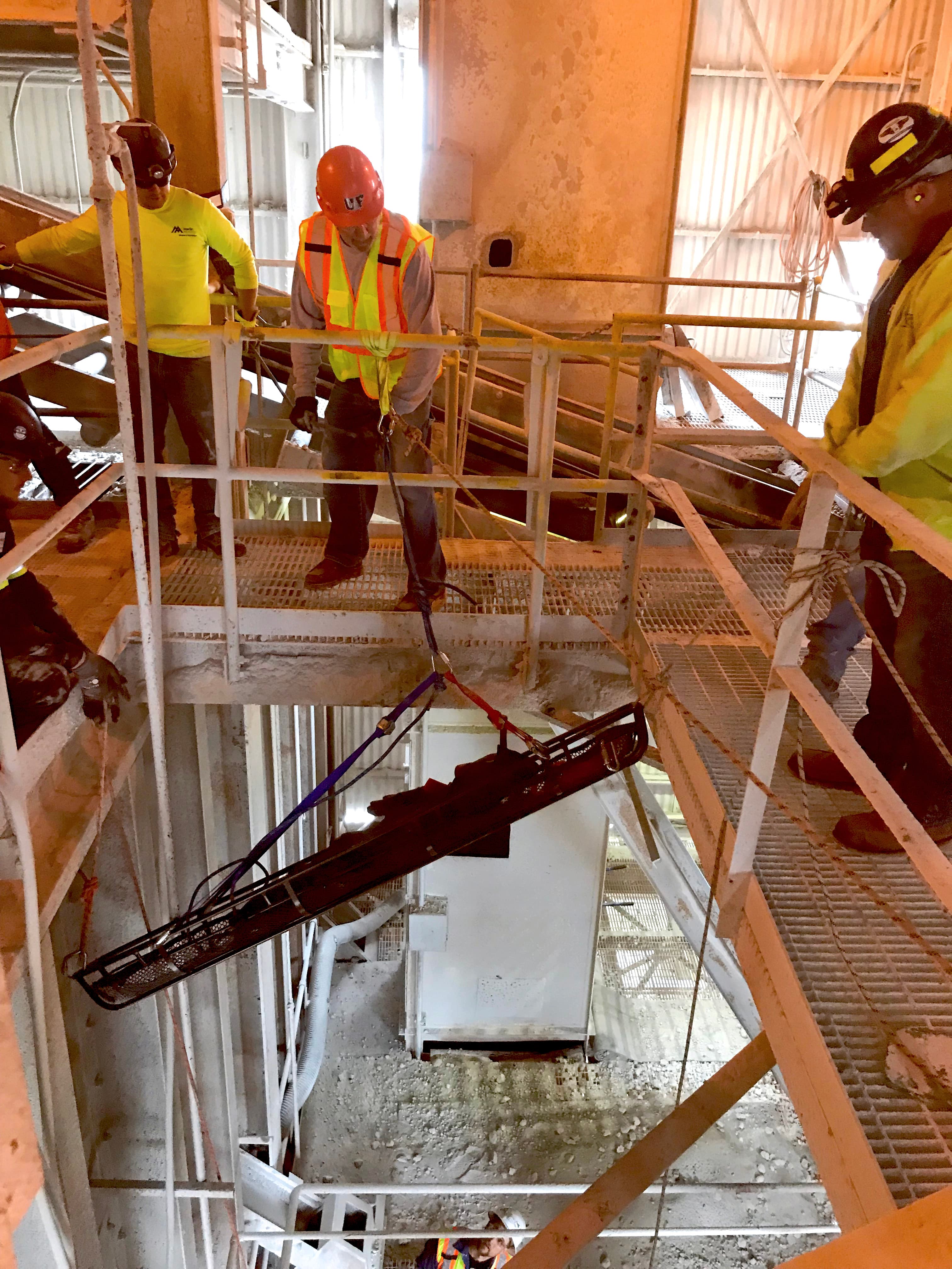 Members of the ERT in Woodville, Ohio, undergo high-angle rescue training