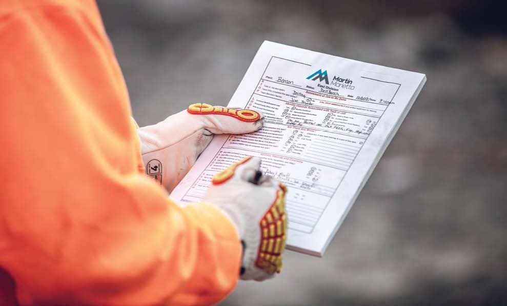 Martin Marietta led all member companies at the NSSGA Awards for the third year in a row. Seen is a Benson Quarry team member filling out a SLAM. Workingtogether, the team received gold-level honors for safety excellence.