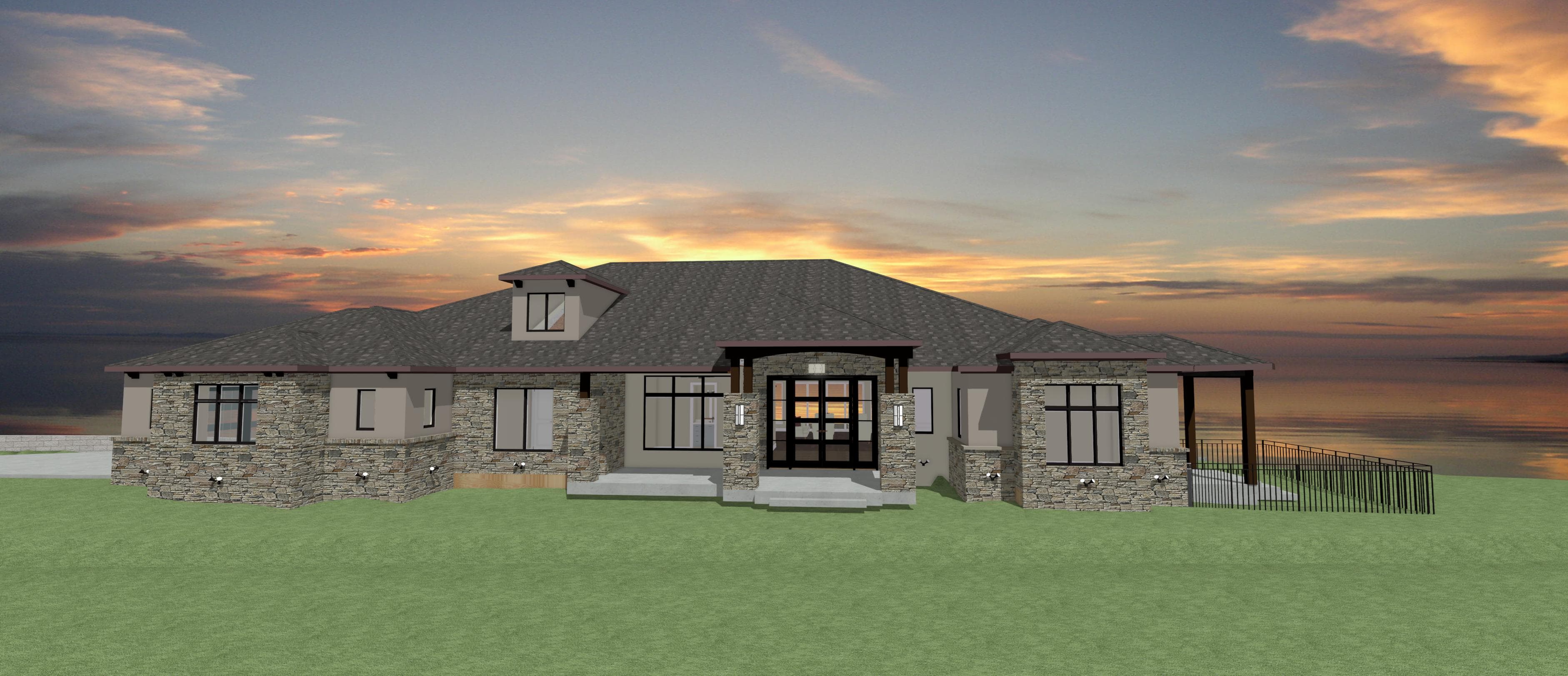 This artist rendering shows what a 12,500-square-foot home built by the Hamilton Group and incorporating Martin Marietta materials will look like once it is finished.