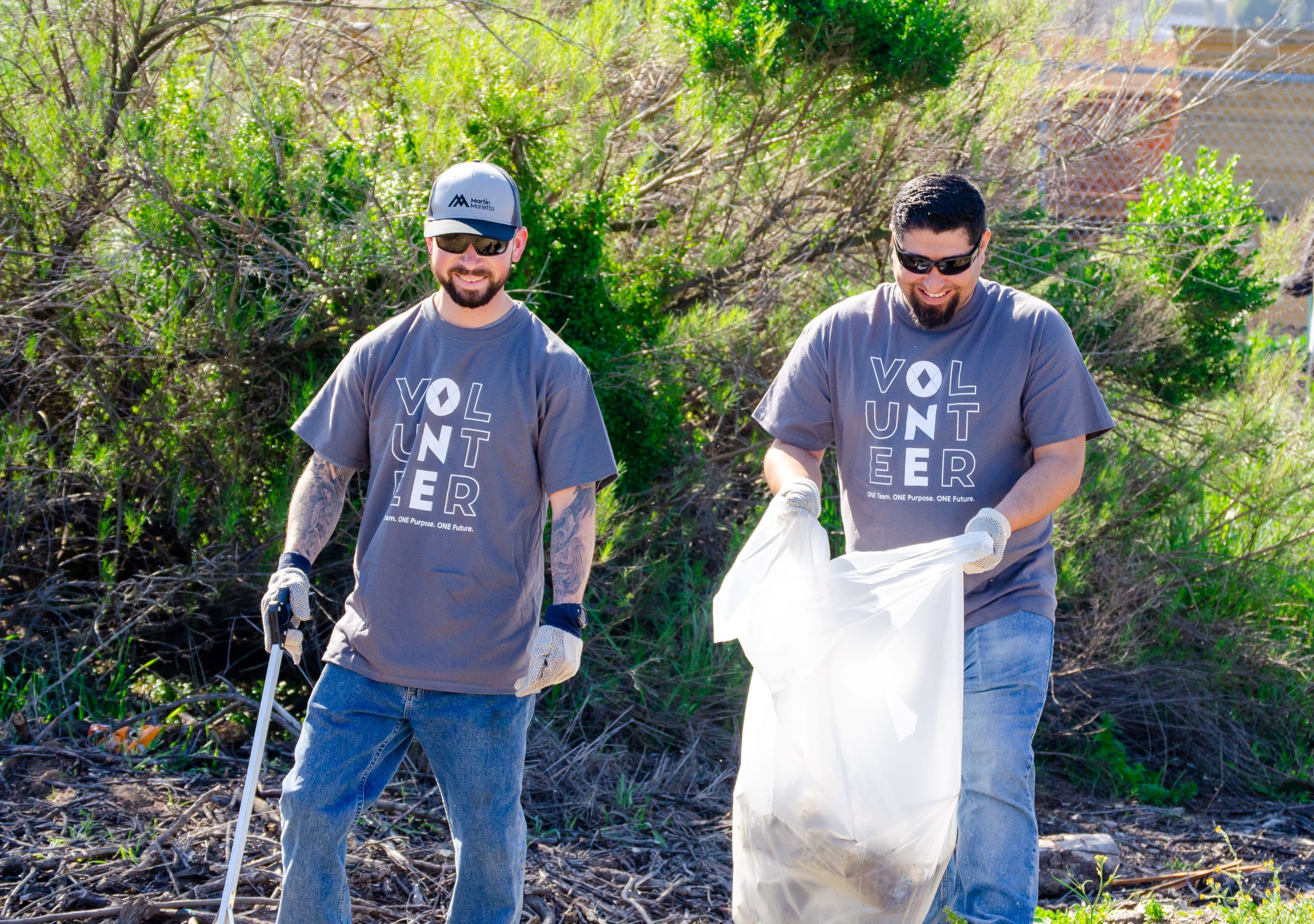 Martin Marietta crew members clean up trash in Otay Valley Regional Park.