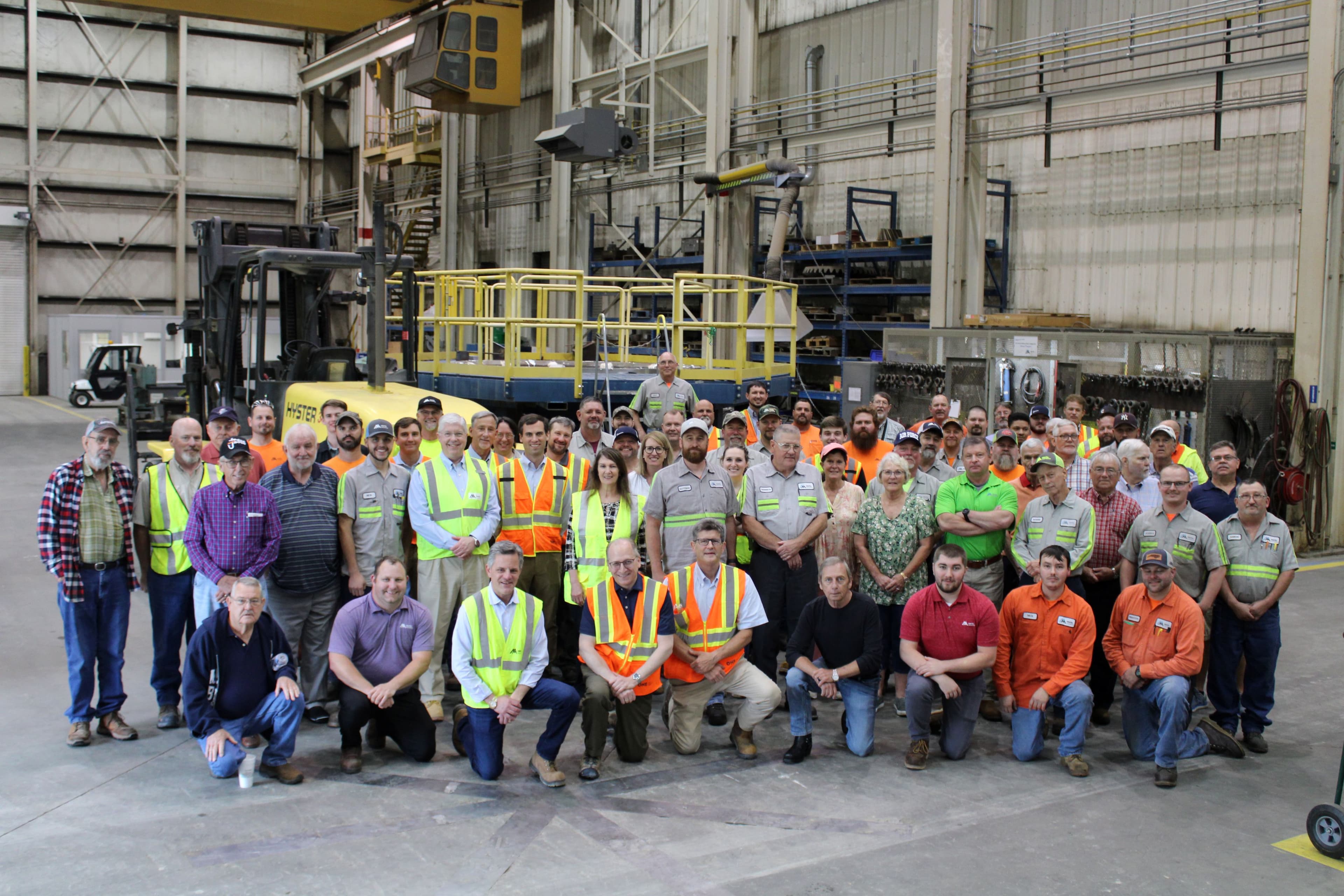 Current Salisbury Shop members, retired employees and Martin Marietta’s executive team celebrate 60 years of service and hard work.