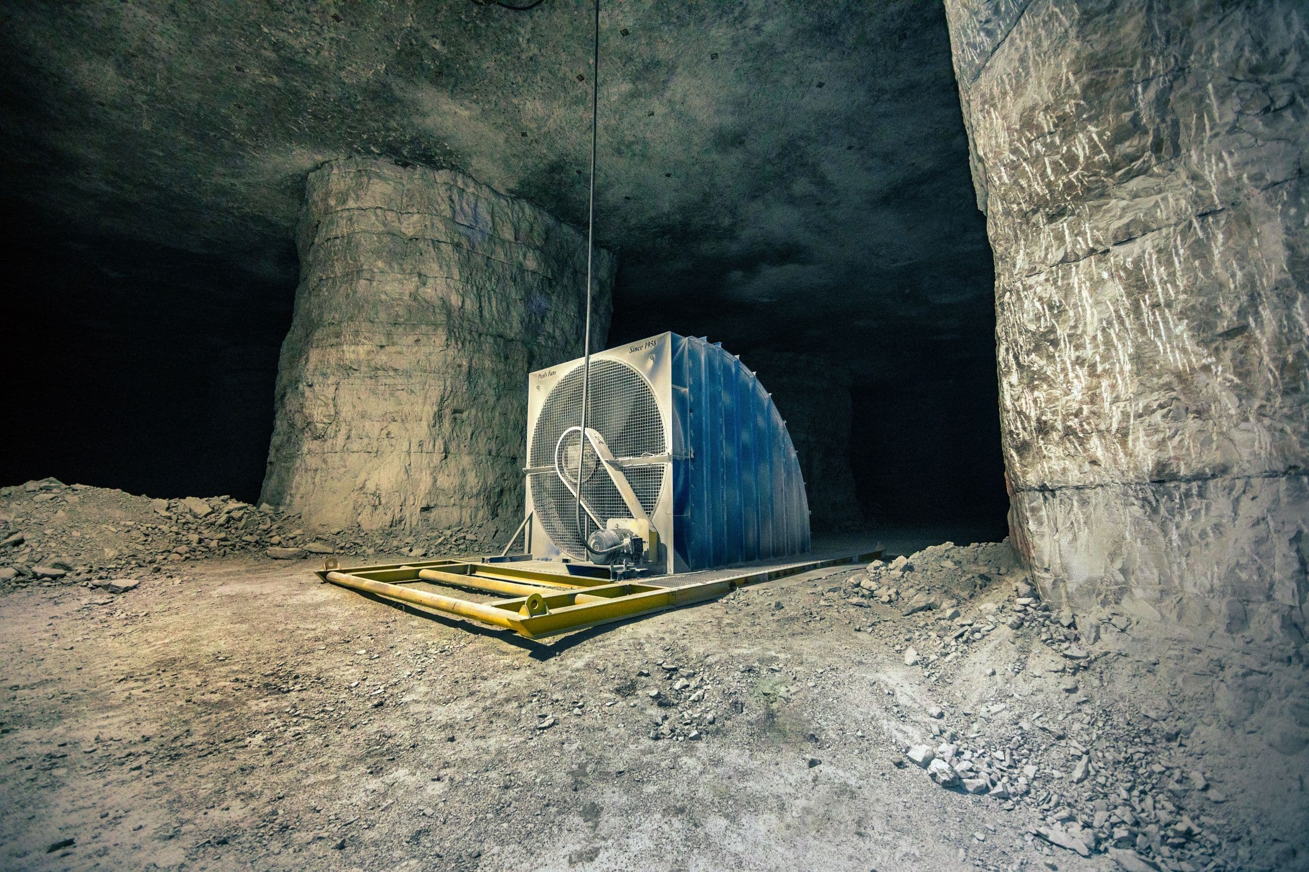 Left: A new chimney fan has dramatically increased and improved air circulation at Ames Mine and is making the site’s expansion safer and more efficient.