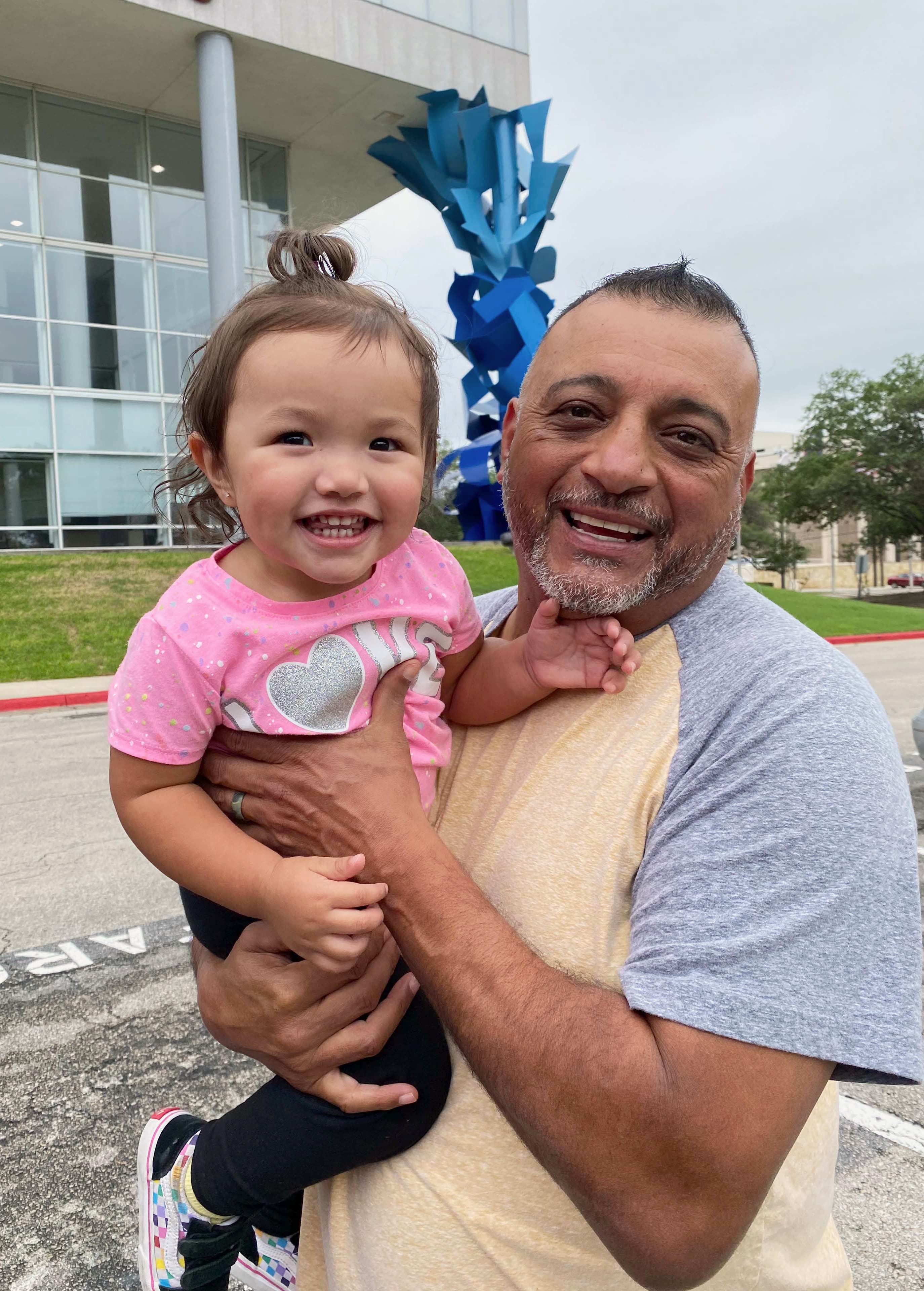 Juan Trevino and his granddaughter, Azaylea.