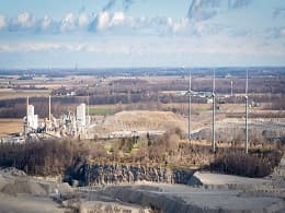 This artist rendering shows how the wind turbines will appear while standing outside the Woodville plant.