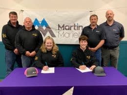 From left: Area 30 Assistant Instructor JR Scott, Area 30 Instructor Scott Livesay, Honey, Campbell, Cloverdale Plant Manager Mike Mote and McIntosh.
