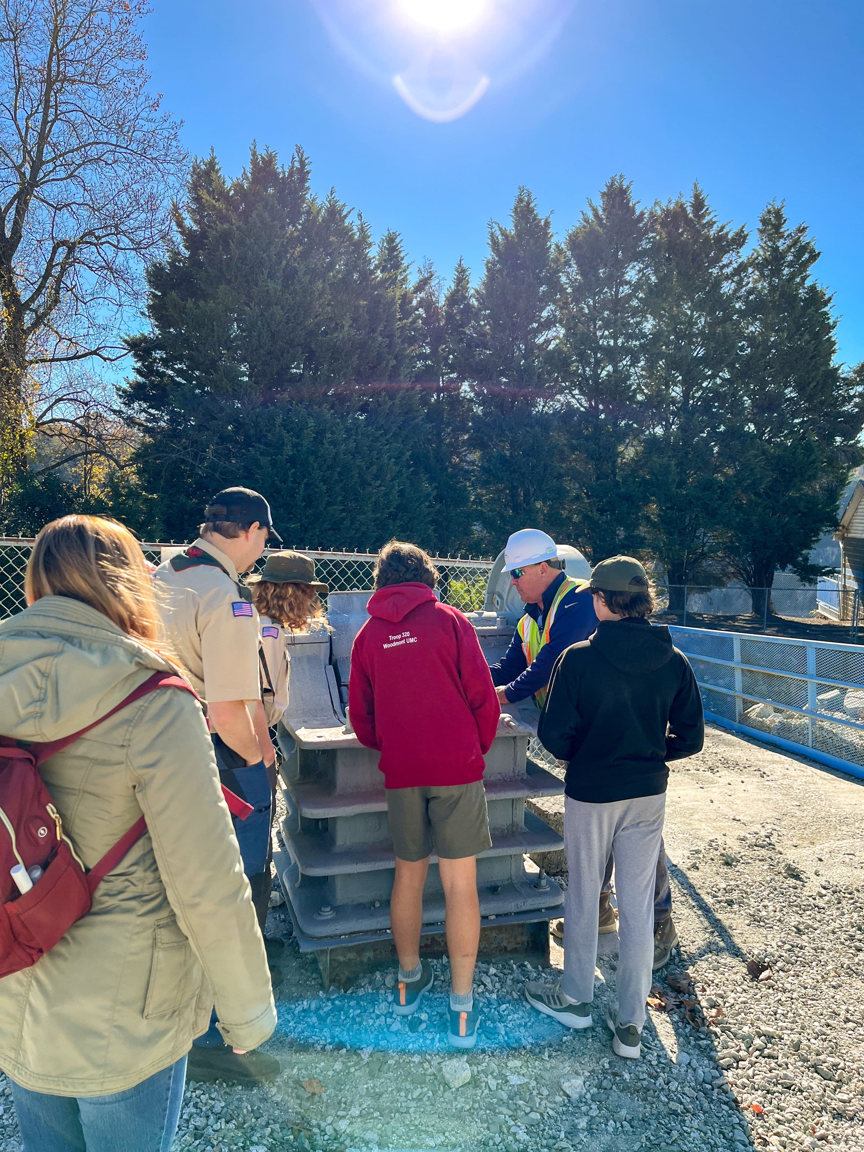 Local boy scouts earn their Mining in Society merit badges during a quarry tour.