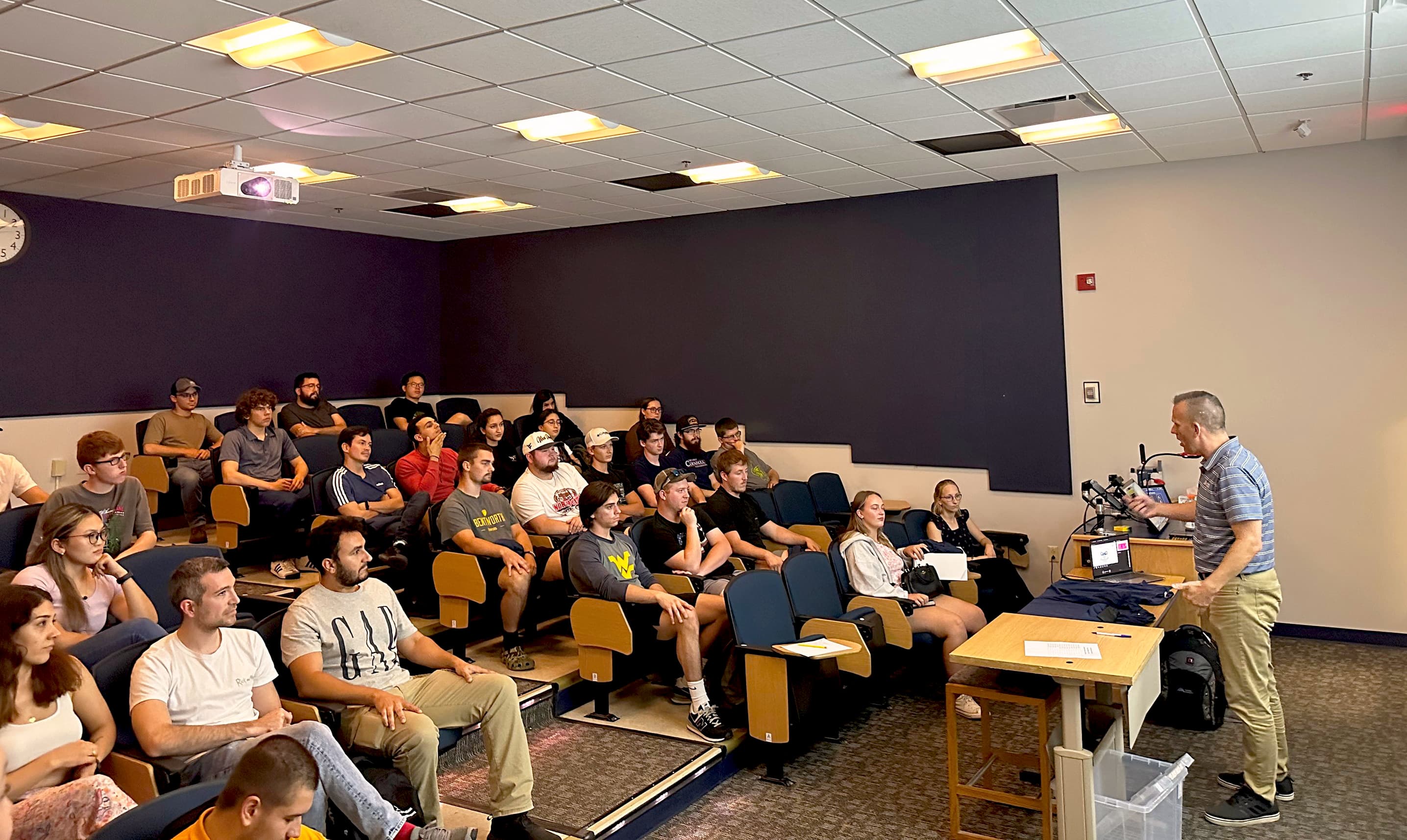 Among the colleagues helping Stanley Stiles recruit is Senior Manager of Talent Development Brad Geiger, who is seen here speaking to Mining Engineering students at West Virginia University.