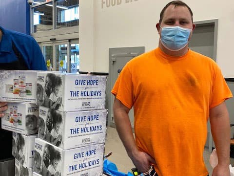 Salisbury's team purchased $435 worth of food boxes for local families in need.