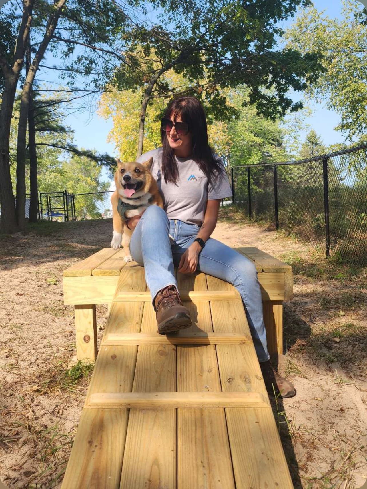 Chemist Holly Eckard and her dog, Meechum, spend the day at the local dog park Eckard helped revitalize