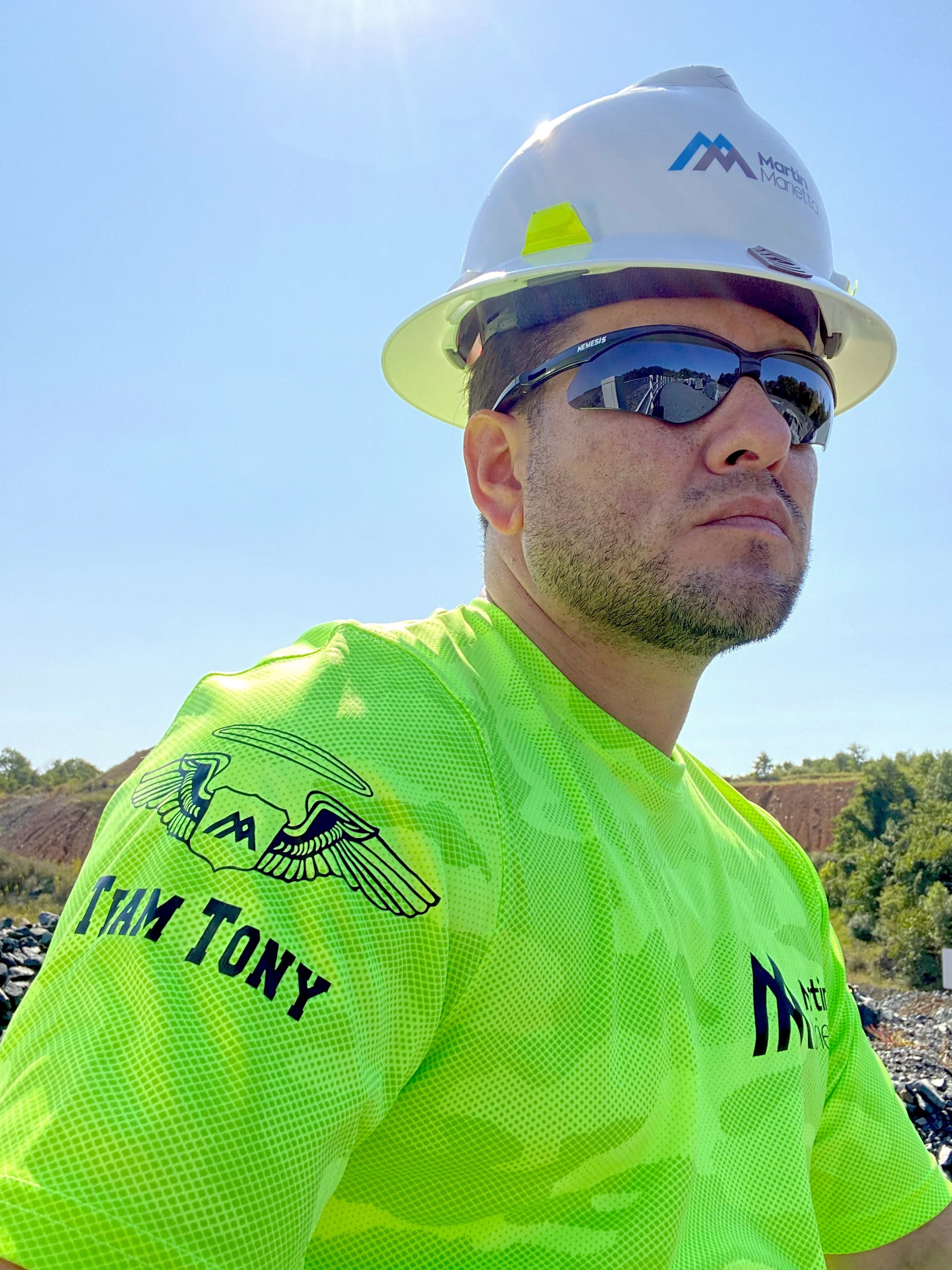Perez in his Martin Marietta safety gear.
